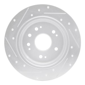 Honda CR-V Brake Rotor (1) - Rear Right - R1 Concepts - Drilled & Slotted - Silver - `02-`04